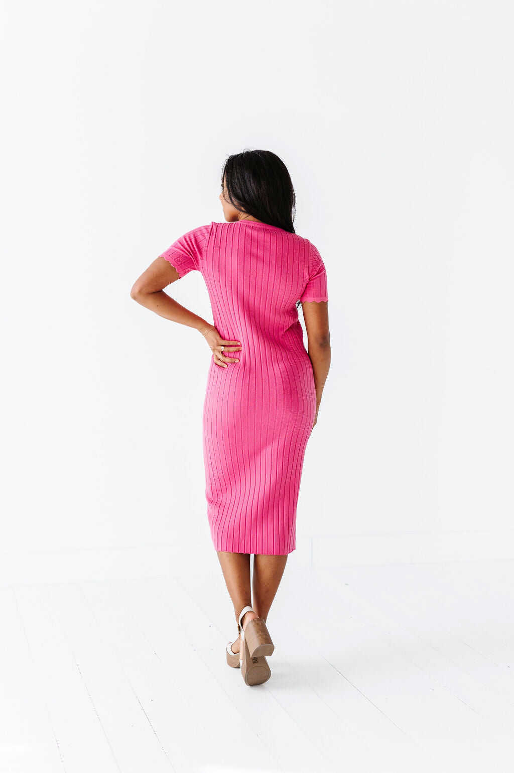 Harper Short Sleeve Dress in Hot Pink - Size XL, 1X, & 2X Left