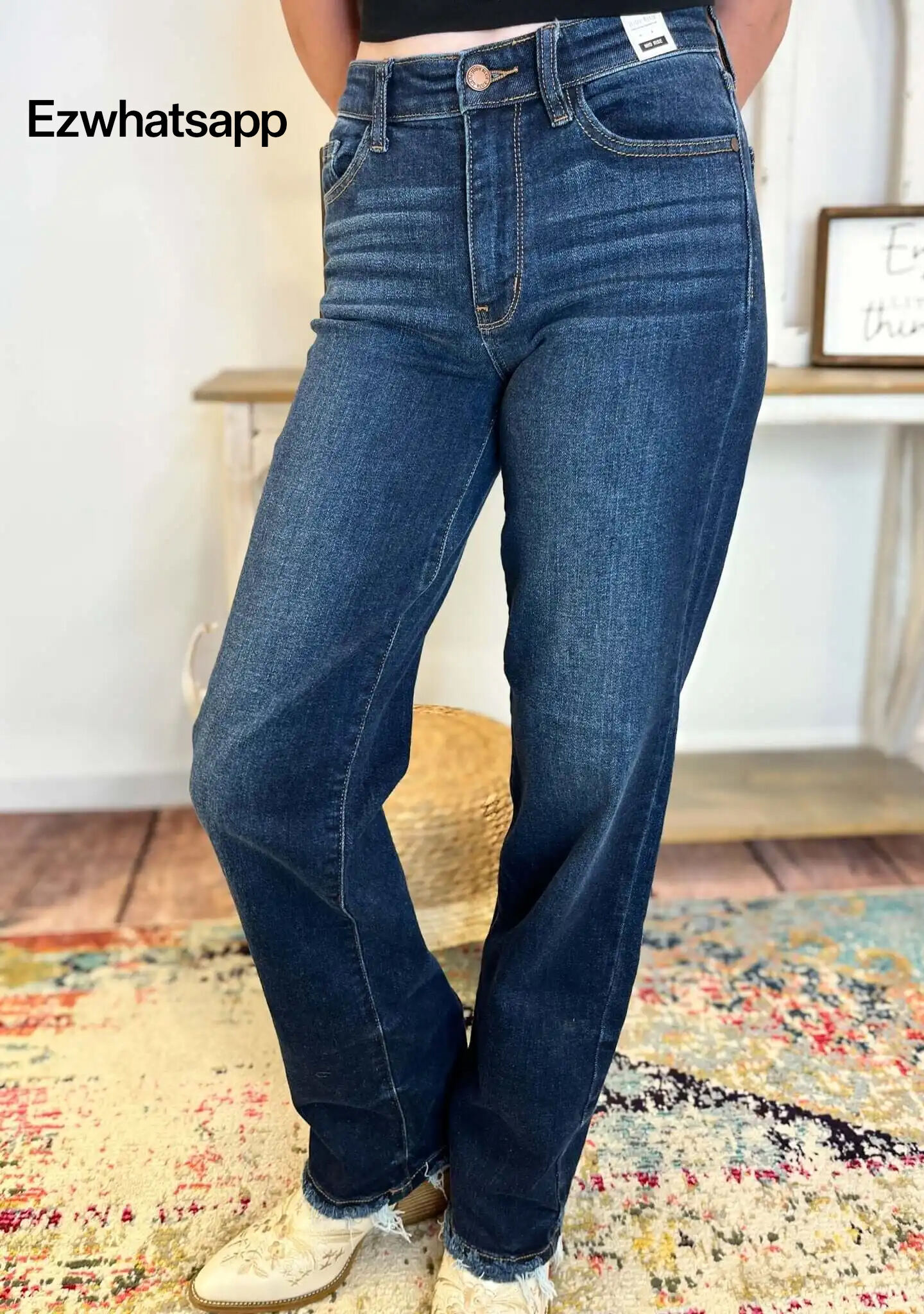 Judy Blue Country Mile Dark Wash Mid Rise Straight Jeans