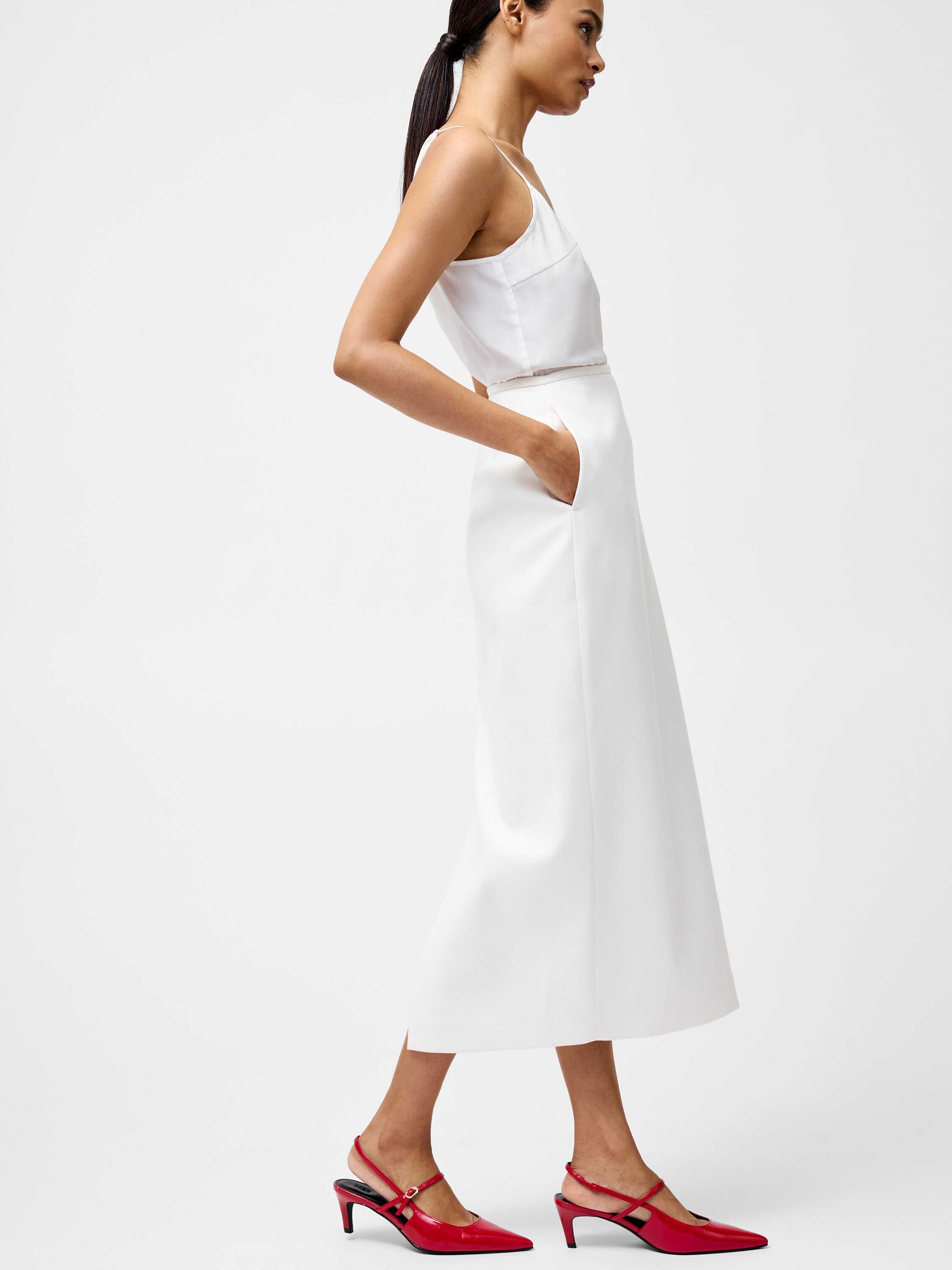 Cannes Twill Split Midi Skirt