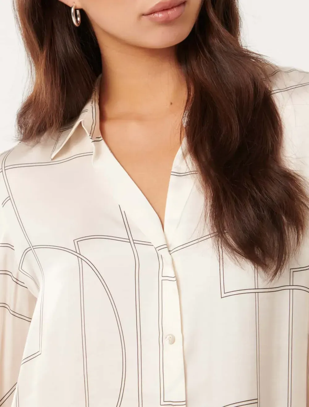 Notched Neck Satin Shirt