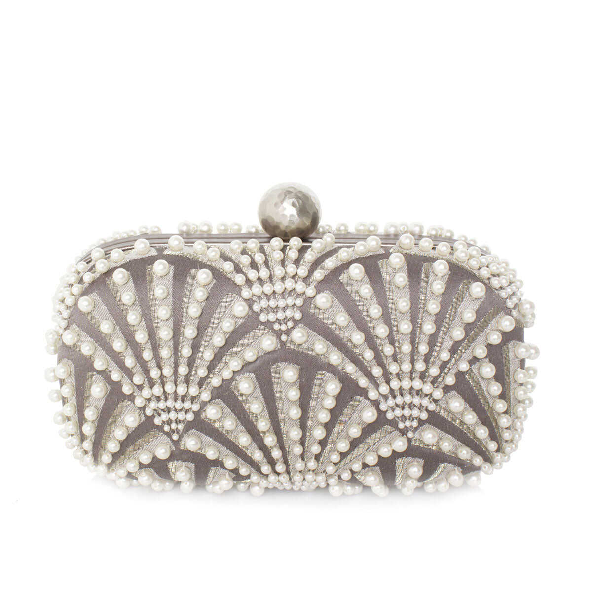SCALLOPS SILVER BOX CLUTCH