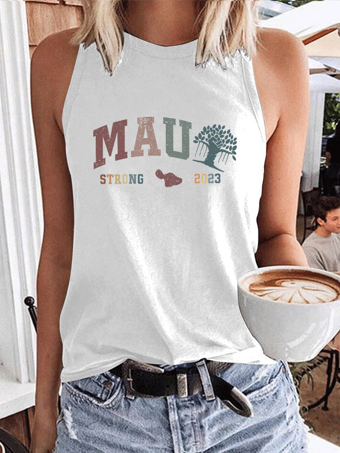 Women's pray for maui lahaina print casual tank top