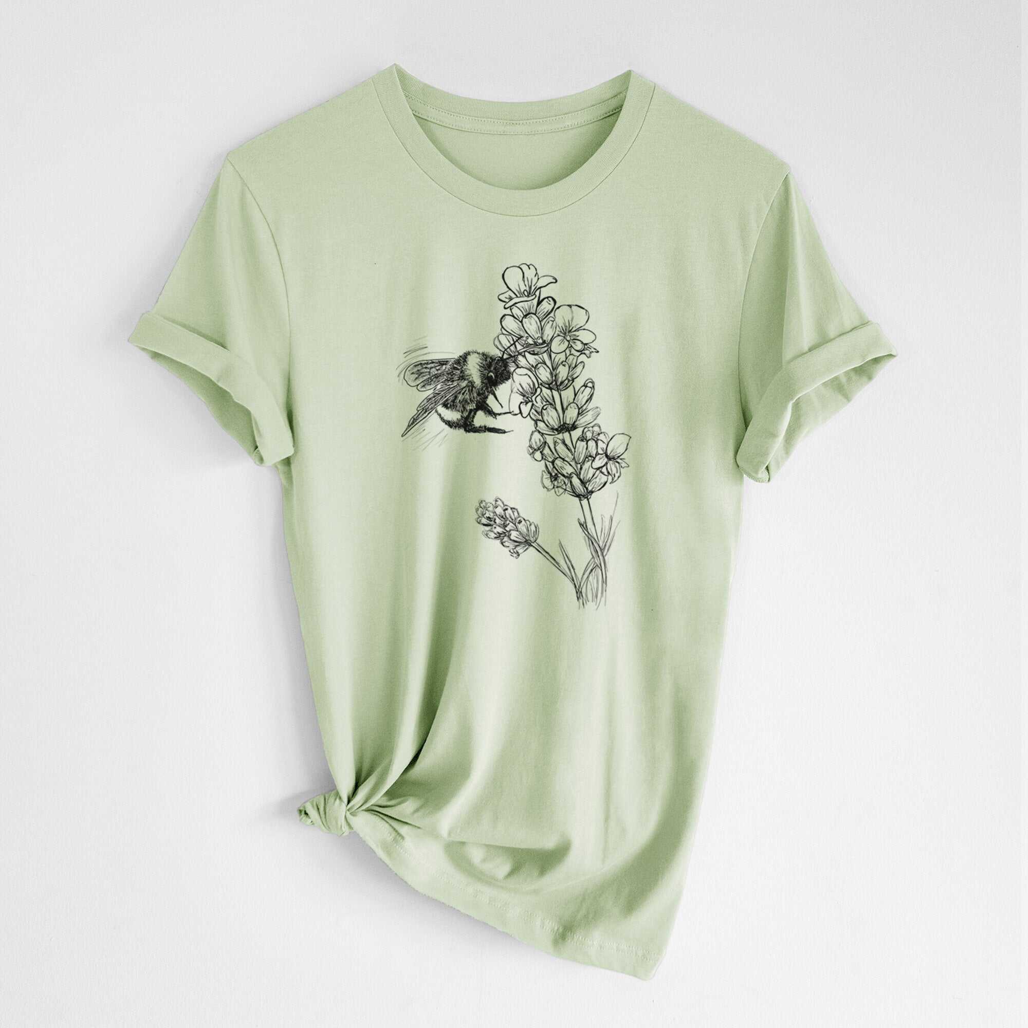 Bumblebee on English Lavender - Bombus Pensylvanicus - Lightweight 100% Cotton Unisex Crewneck