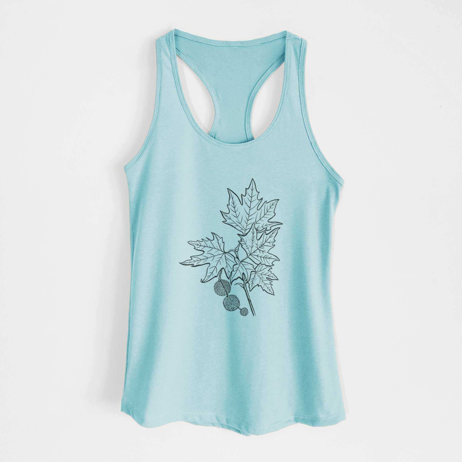 Platanus Orientalis - Oriental Plane Tree Stem with Leaves - Women's Racerback Tanktop