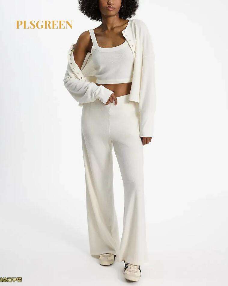 High Waisted Waffle Pull On Wide Leg Pant