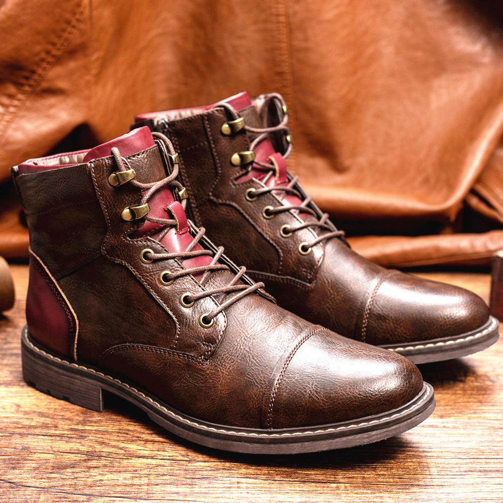 Men's British Style Lace Up Vintage Plus Size  Boots