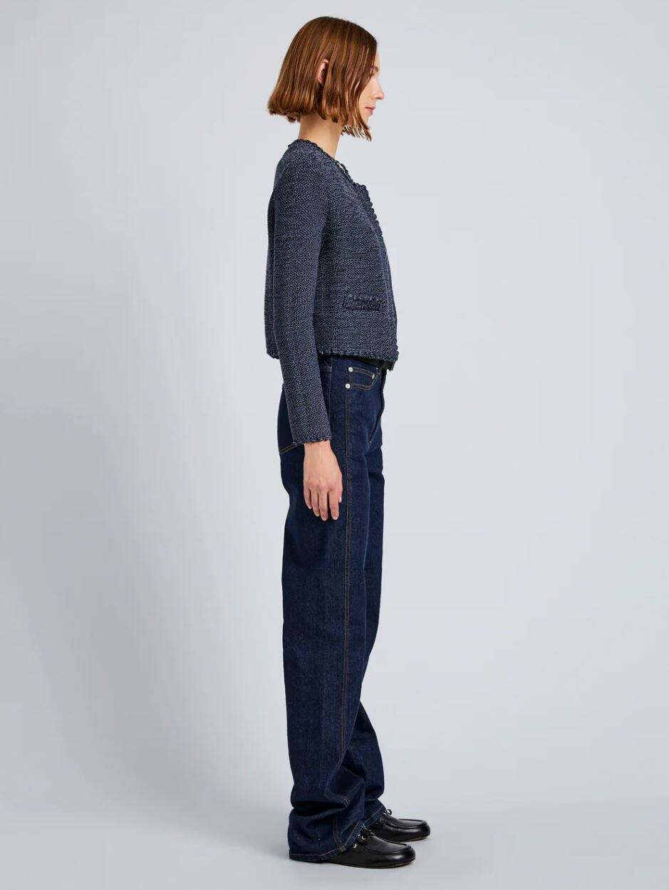 Proenza Schouler Nidia Macrame Cotton Jacket in Navy/Slate