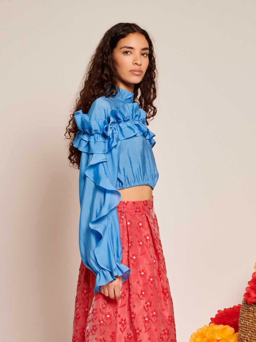 Musica Ruffled Cropped Top