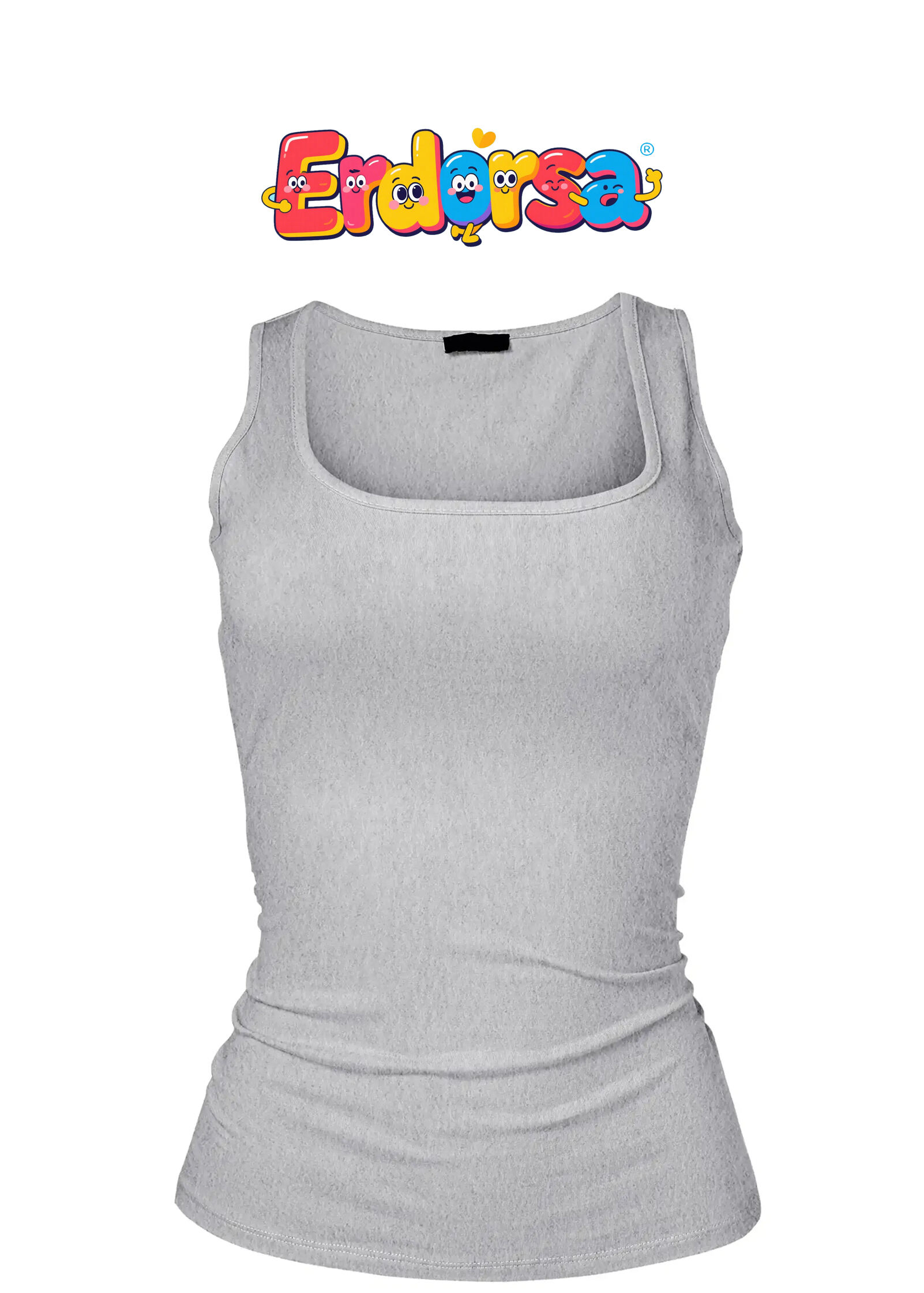 Square Neck Tank Top - Light Heather Grey