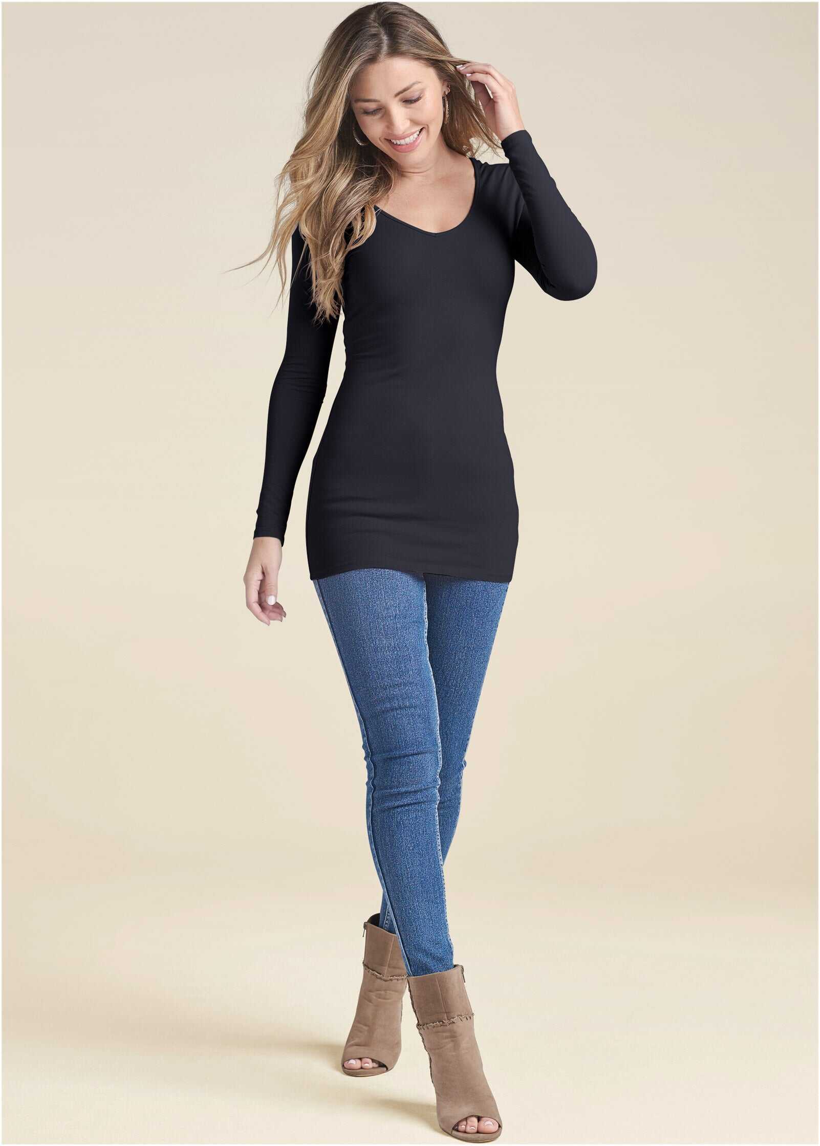 Long Sleeve Long And Lean Tee - Black