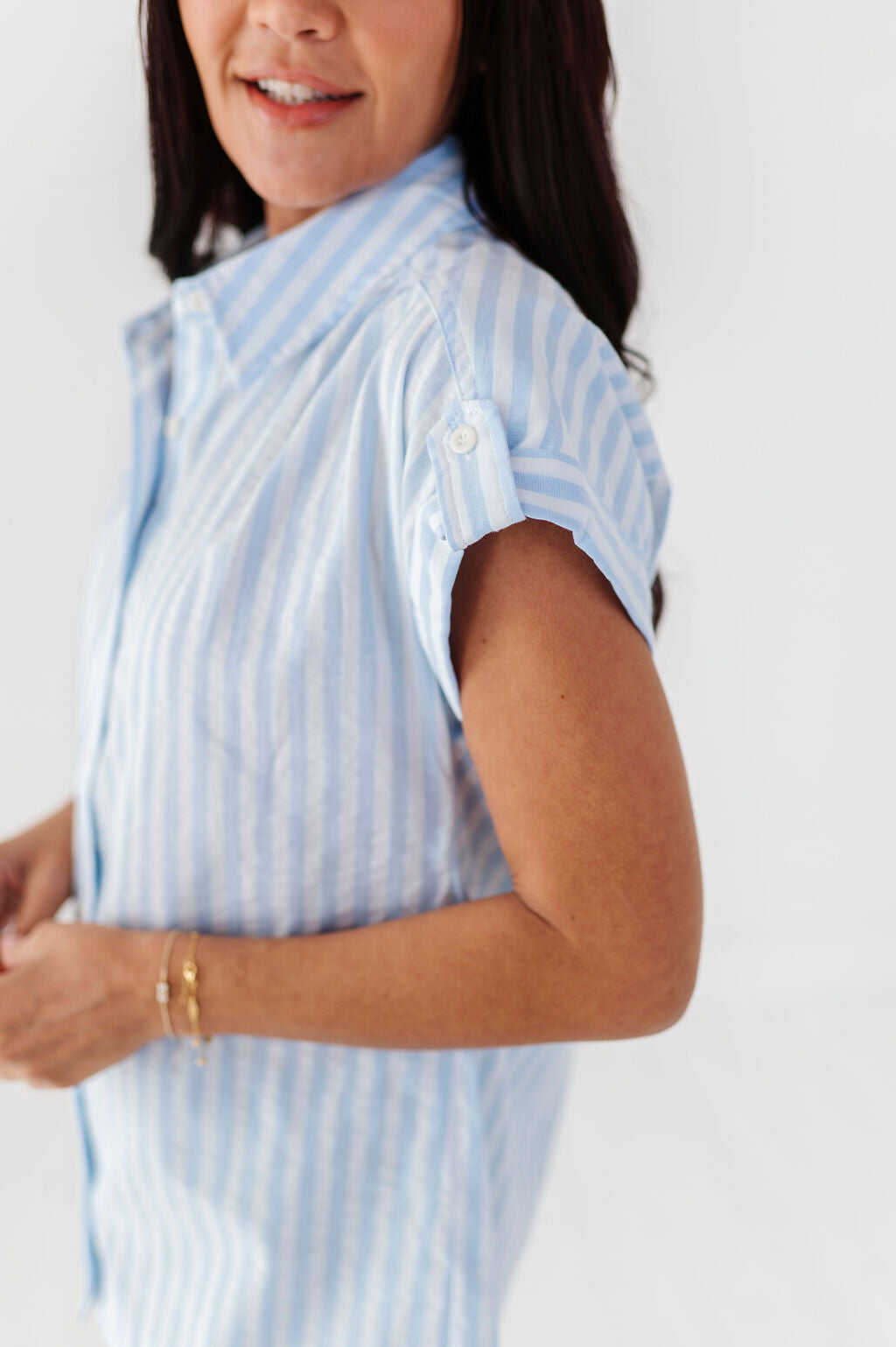 Libby Striped Button Up in Chambray