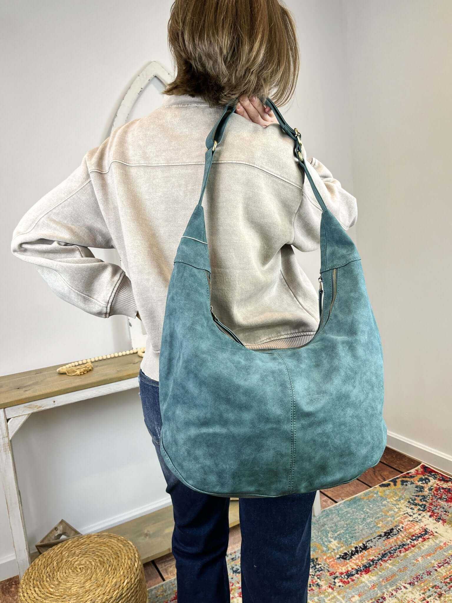 Rochelle Faux Suede Large Crescent Hobo