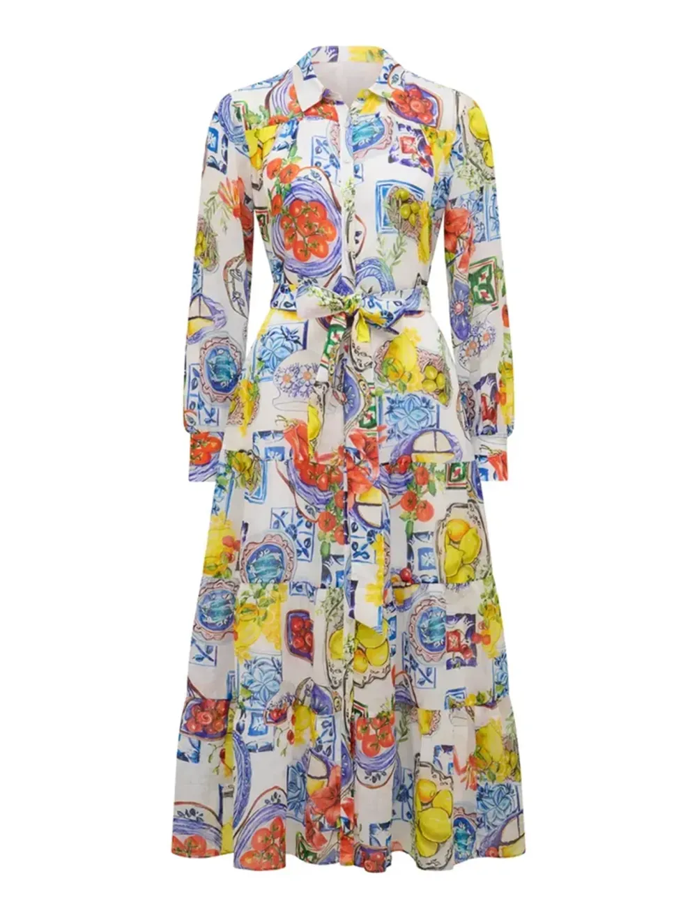 Tiered Midi Shirt Dress