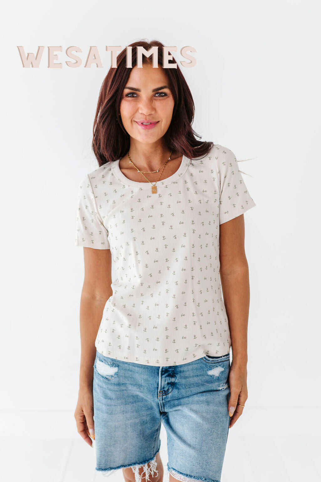 Prue Floral Ribbed Tee