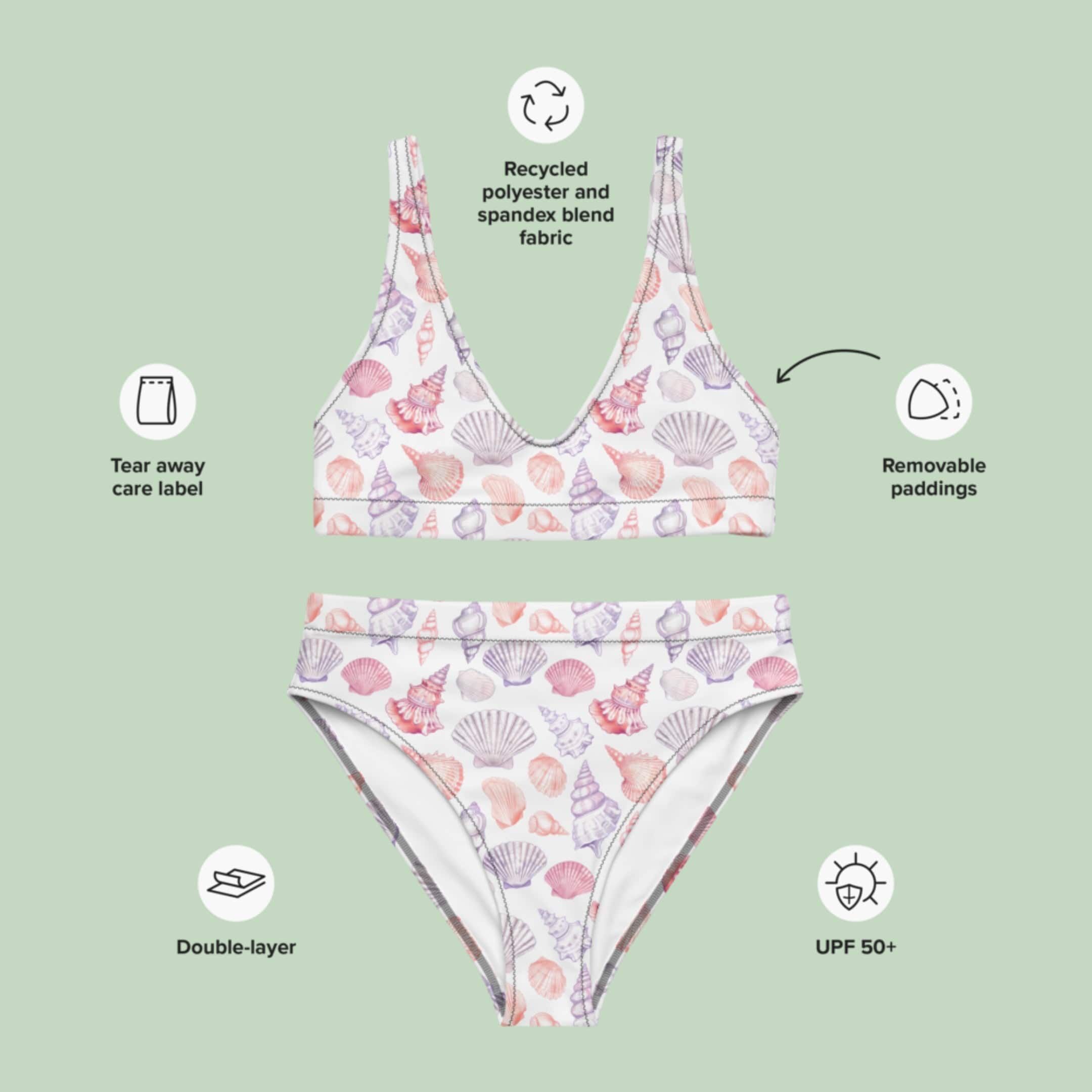 Recycled High-Waisted Bikini, Seashell Whisper