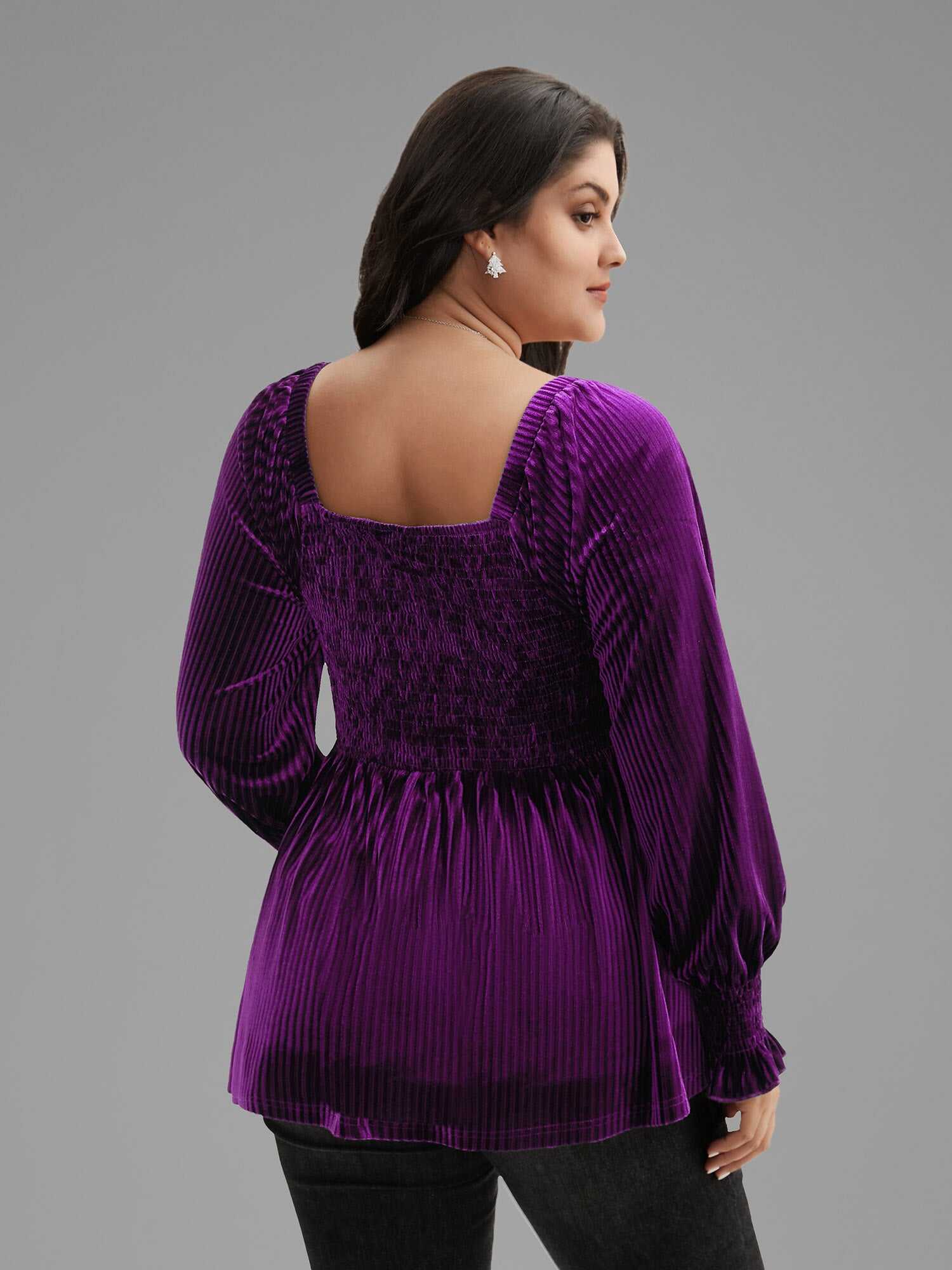 Velvet Smocked Bodice Jersey Top