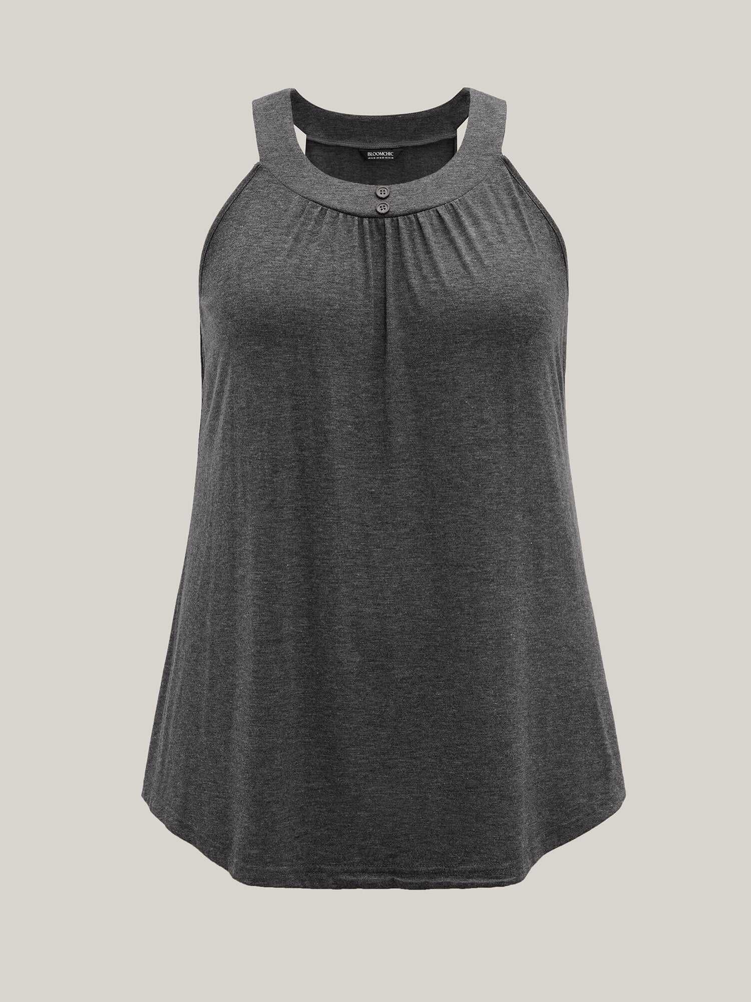 Pleated Button Detail Tank Top