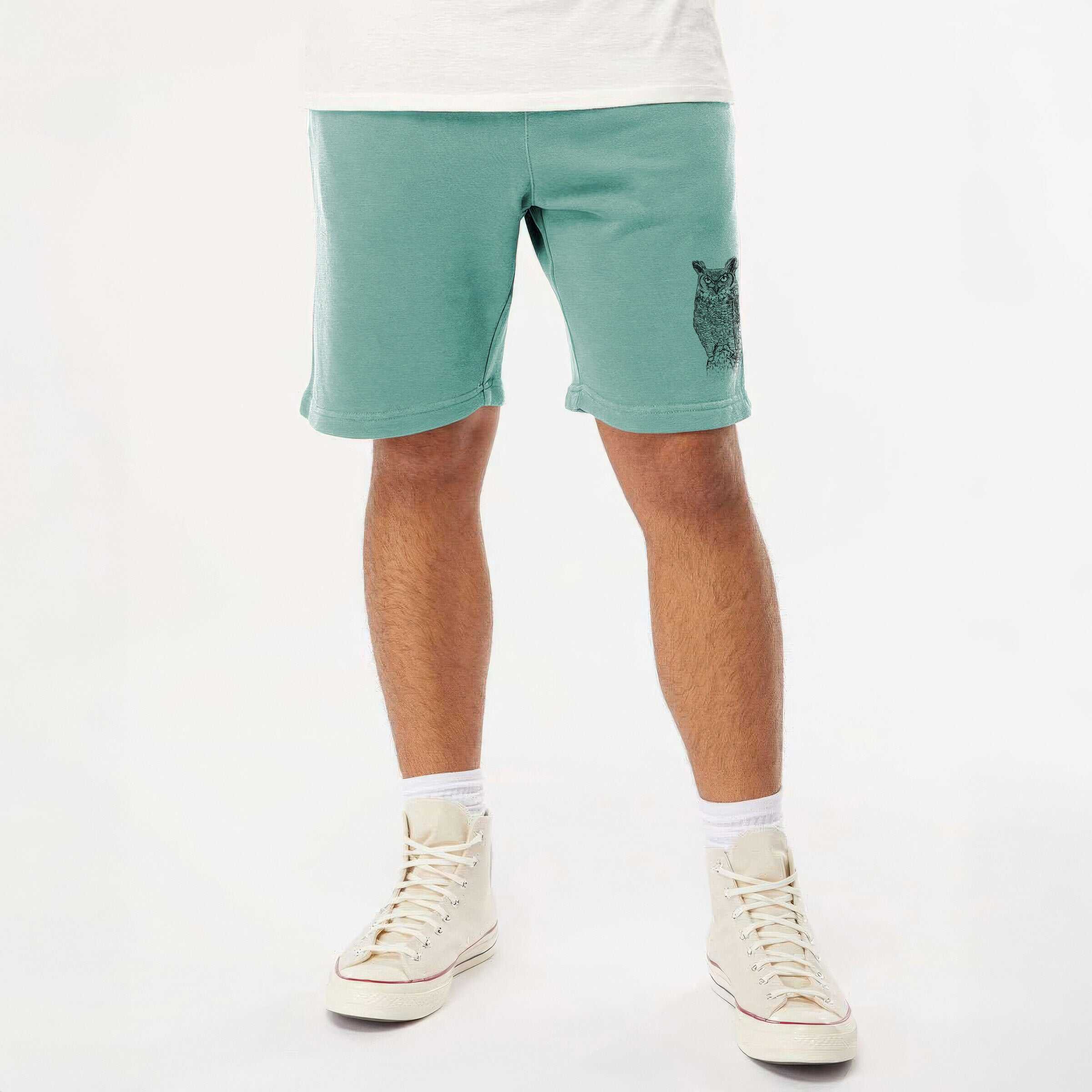 Bubo virginianus - Great Horned Owl - Unisex Pigment Dyed Shorts