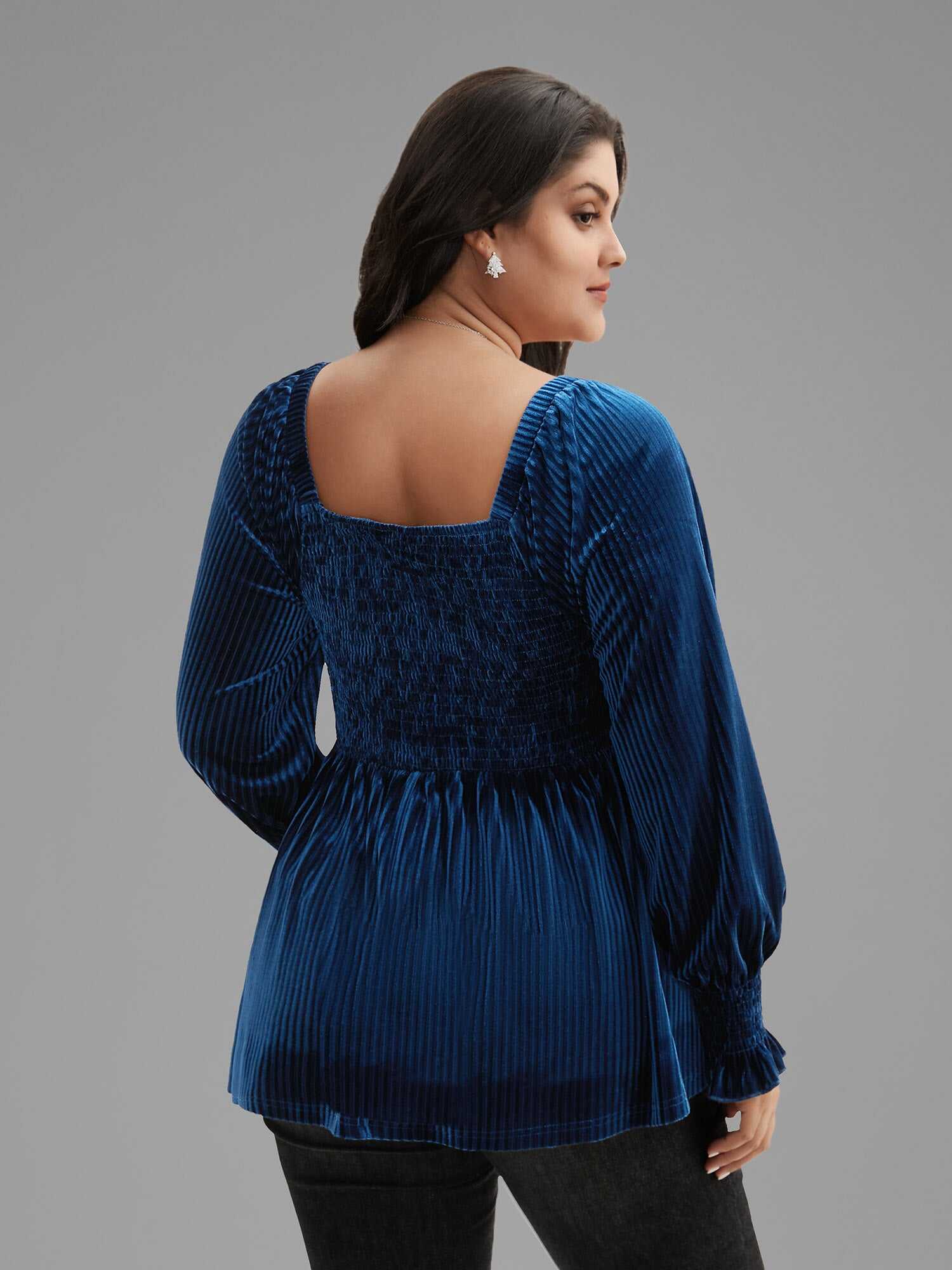 Velvet Smocked Bodice Jersey Top