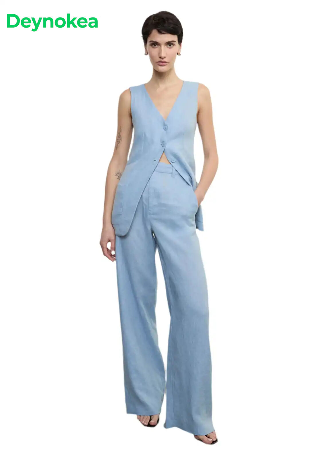 Enza Costa Linen Trouser in Sky