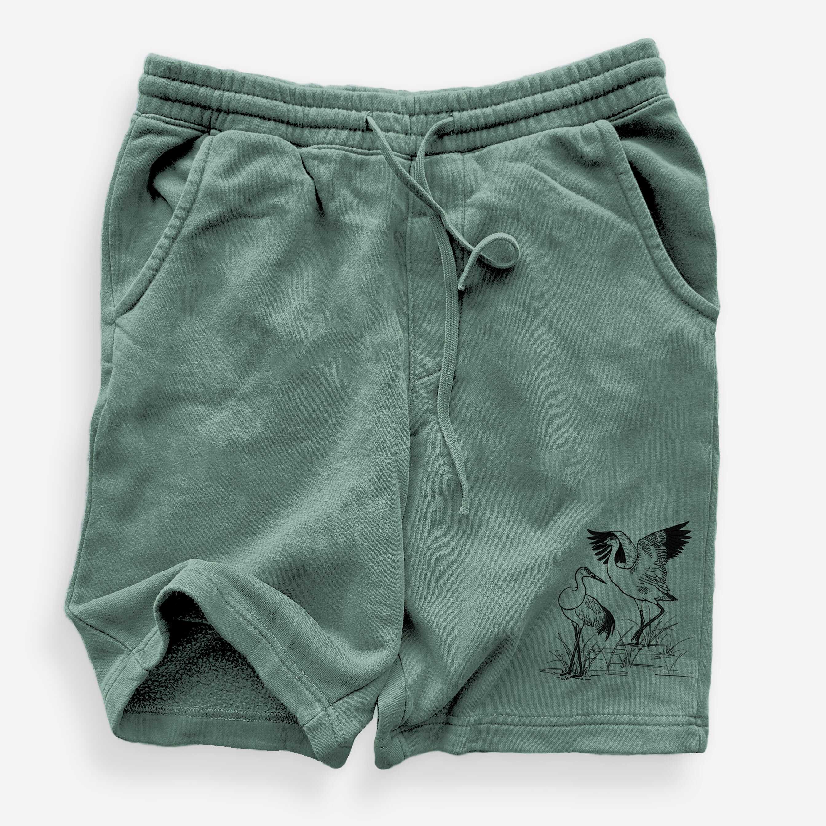 Sandhill Cranes - Grus canadensis - Unisex Pigment Dyed Shorts