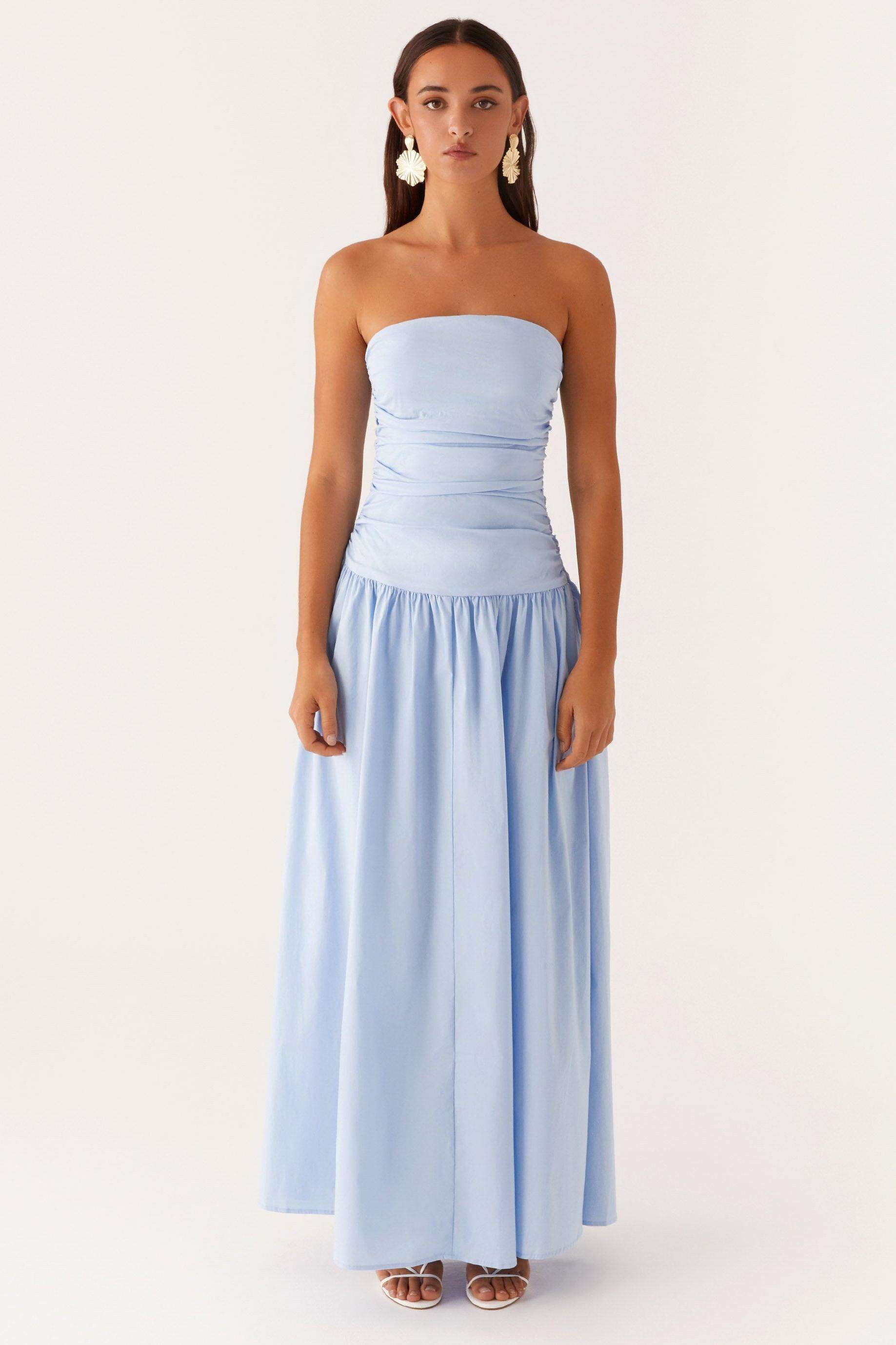 Solid Off-Shoulder Gathering Maxi Dress