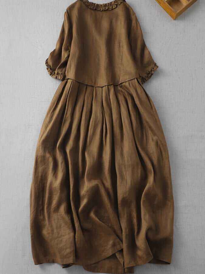 V-Neck Dress With Wooden Ears