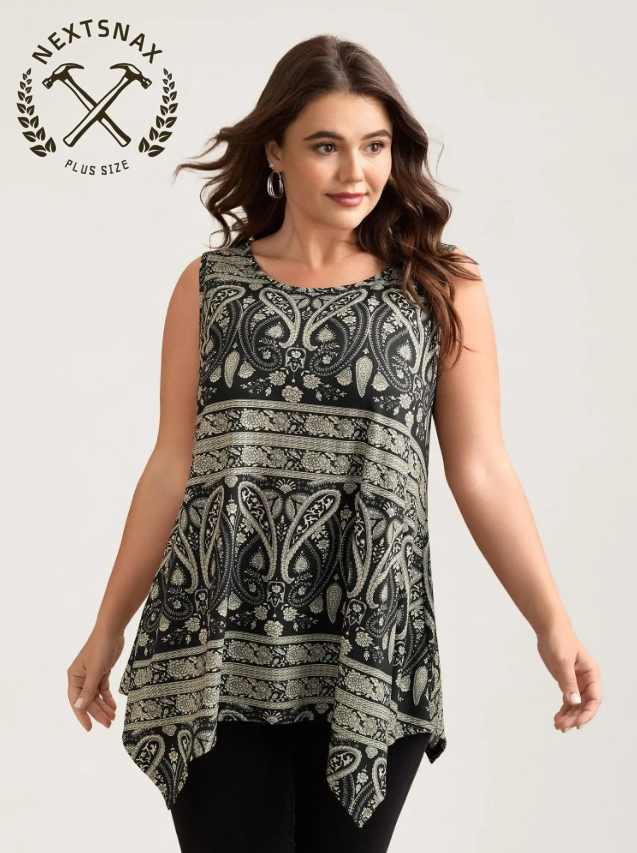 Boho Print Flared Tank Top