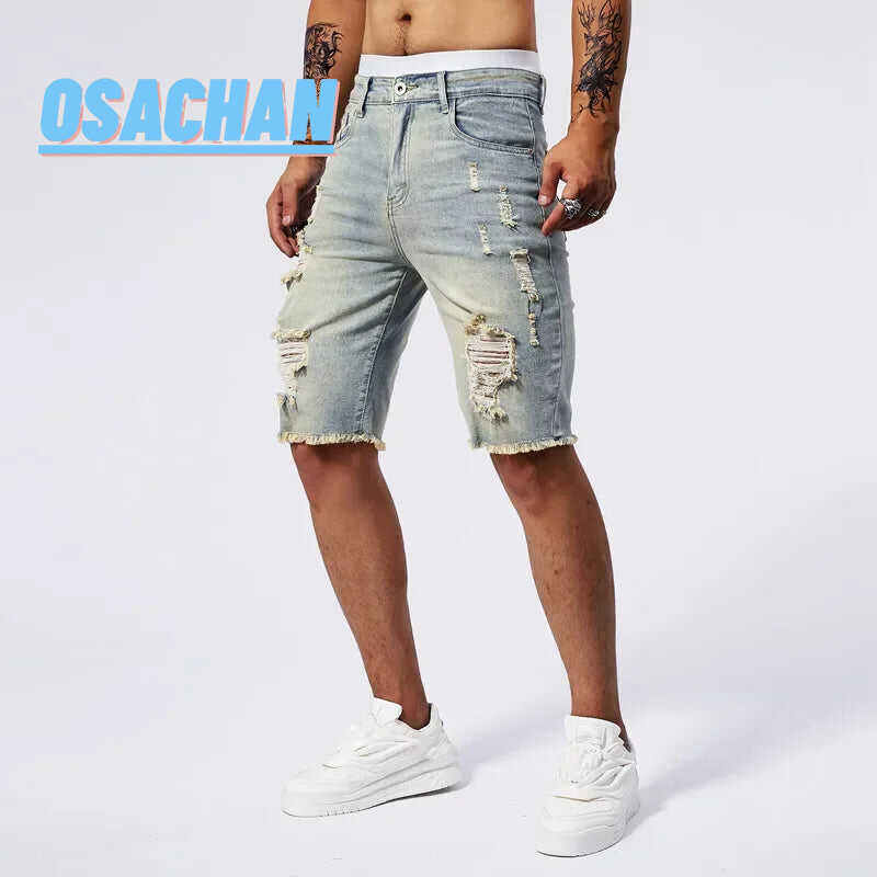 BREAKCUT DENIM SHORTS