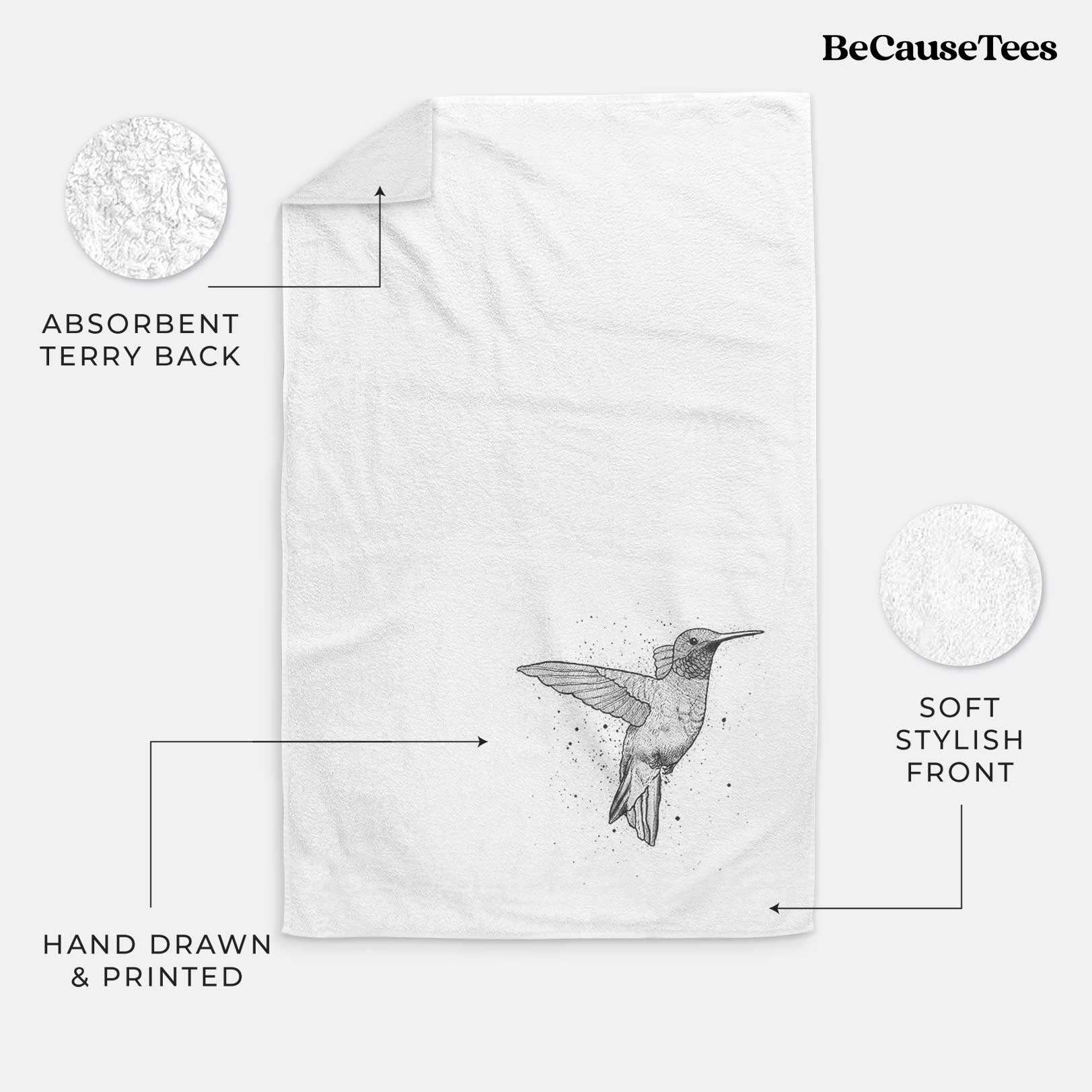Ruby-throated Hummingbird Premium Decorative Hand Towel