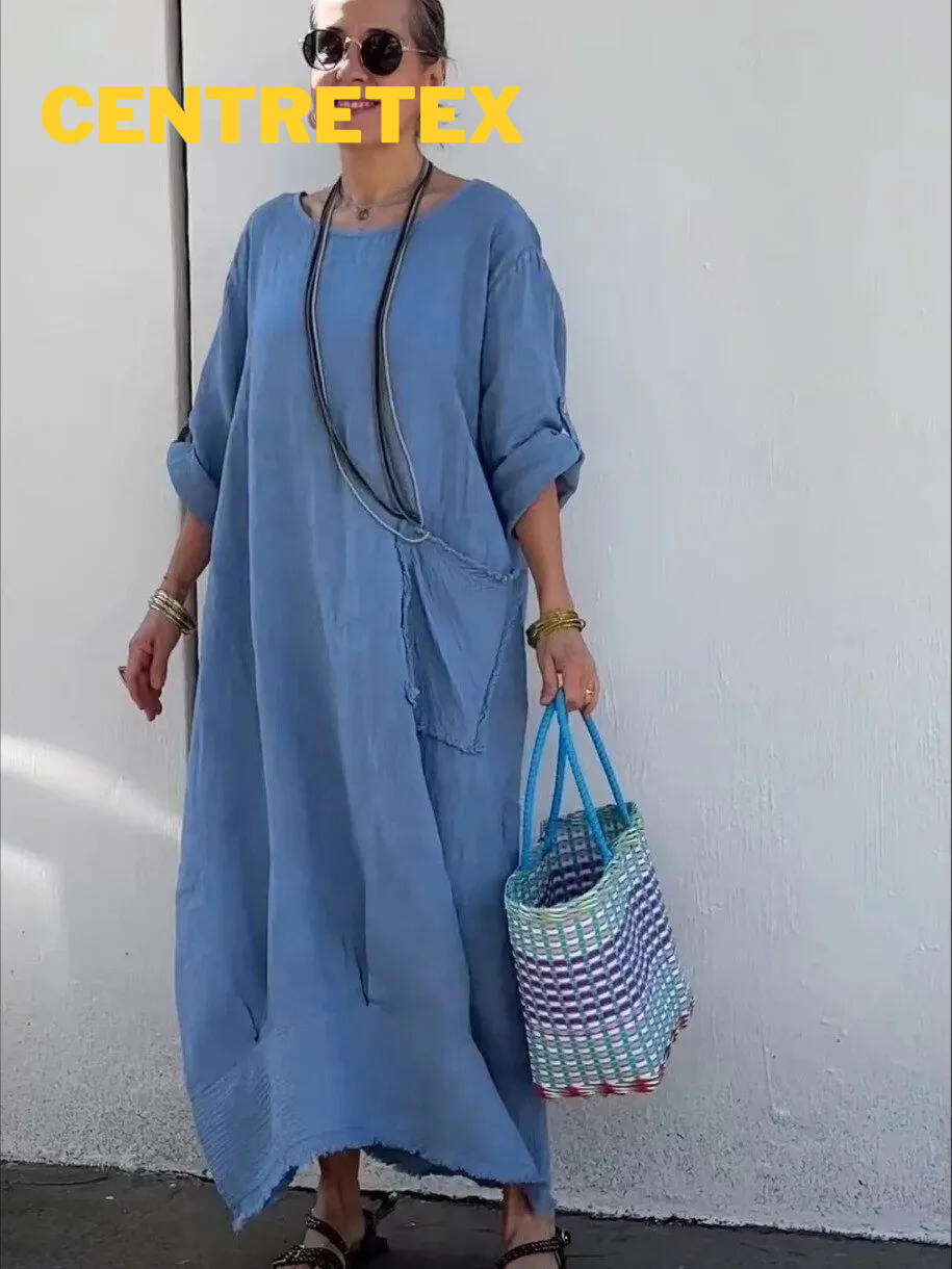 Cotton and Linen Patchwork Long Dress