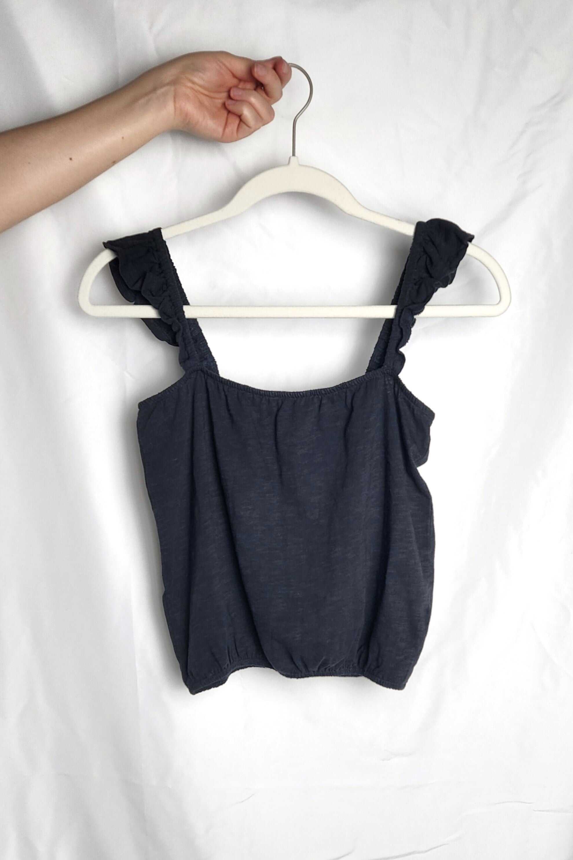 Ruffle Strap Bubble Hem Knit Tank Top - SALE