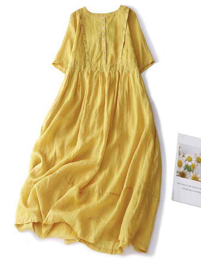 Japanese Style Solid Loose Swing Dress
