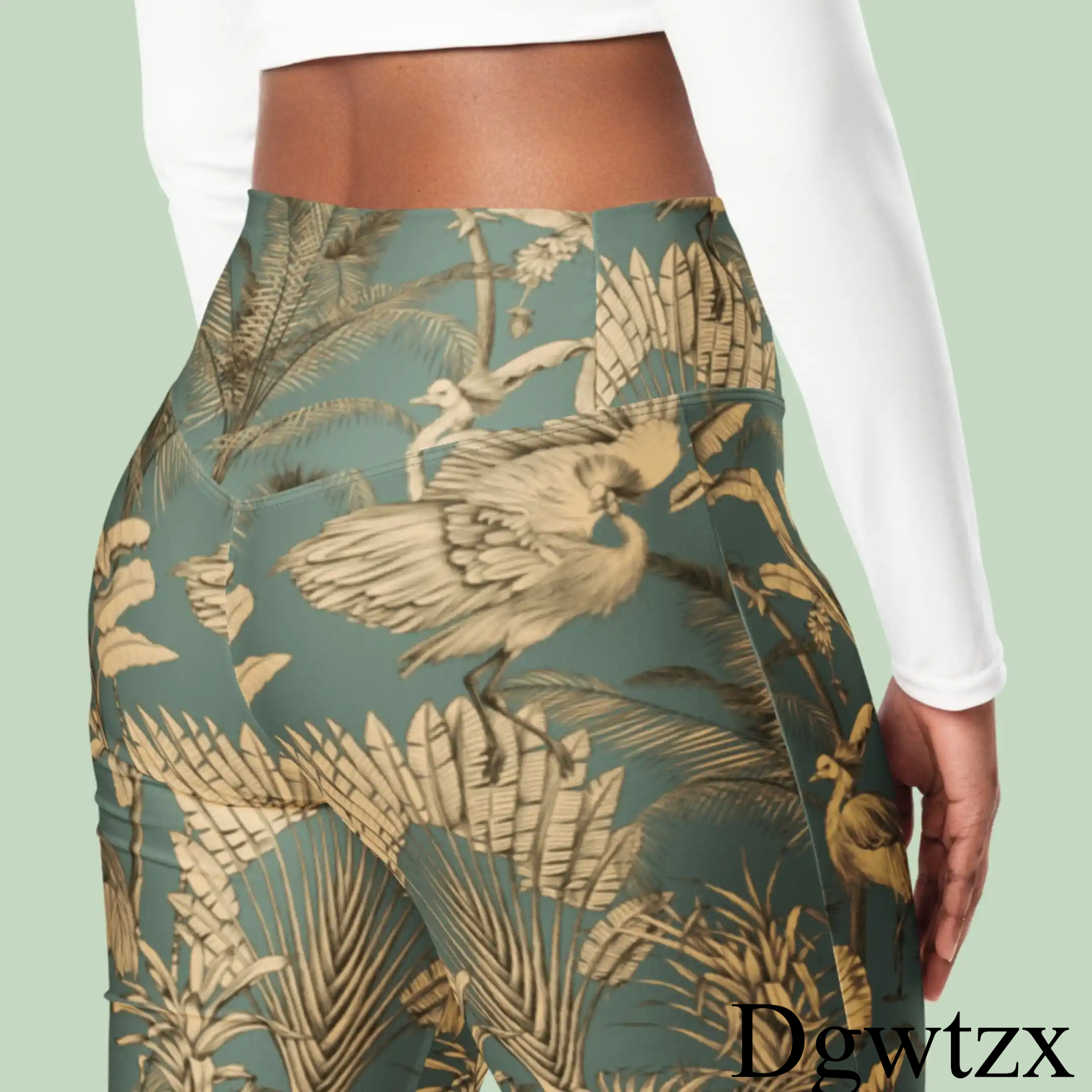 Recycled High-Waisted Flare Leggings, Wild Jungle Elegance