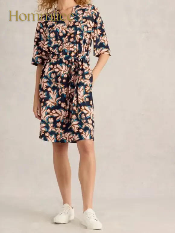 Ash Shift Dress In Navy Print