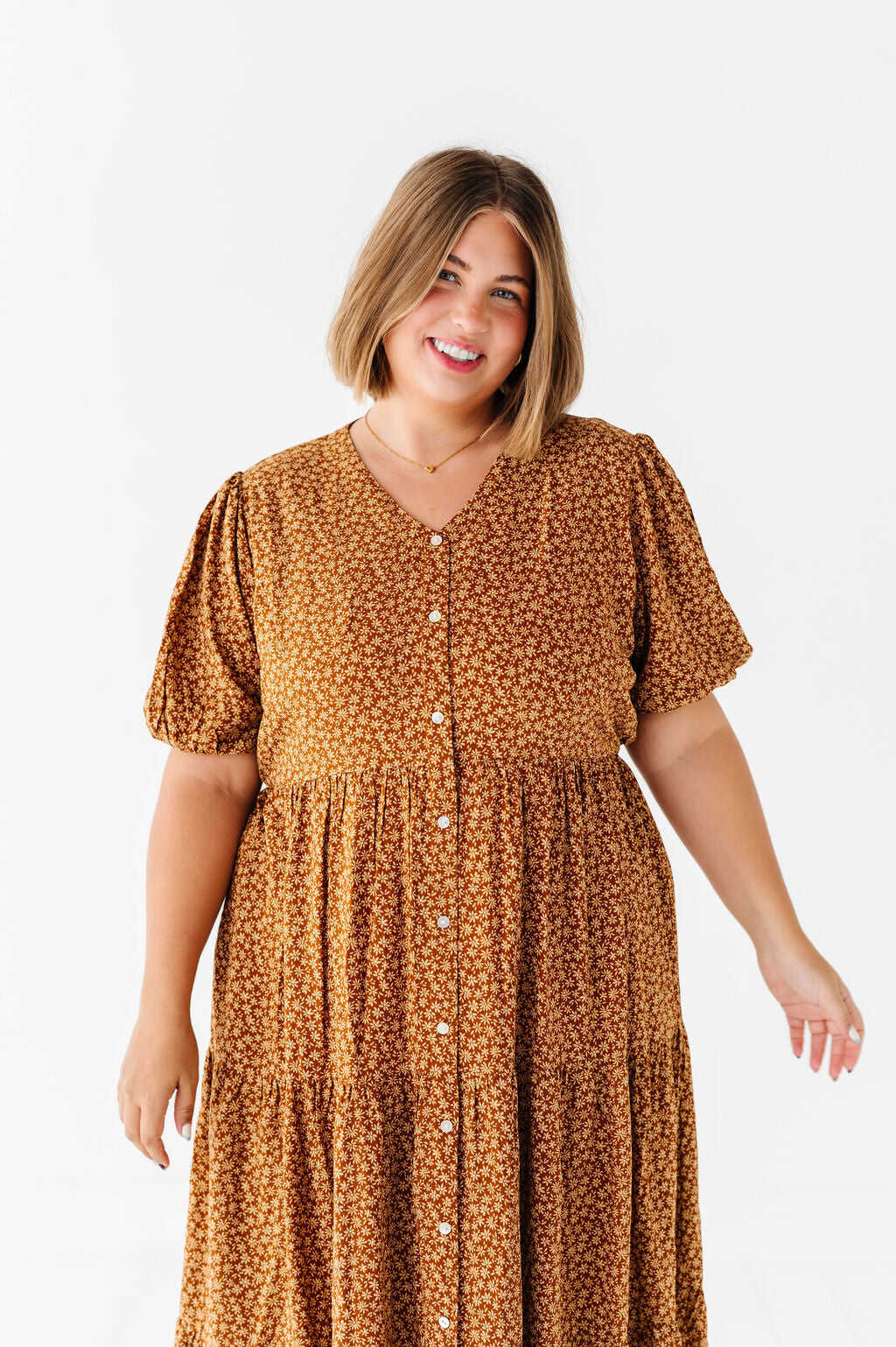 Fiona Floral Dress in Autumn Daisy - Size 3X & 4X Left