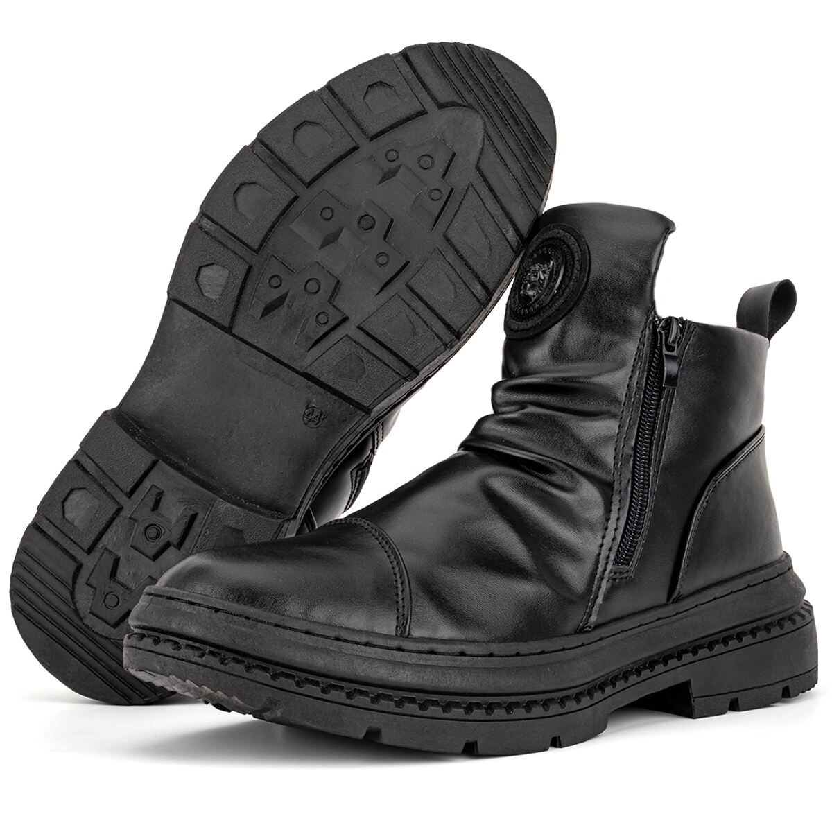 Men's Comfortable Leather Motorcycle Boots Waterproof Anti-Slip Anti-Sprain