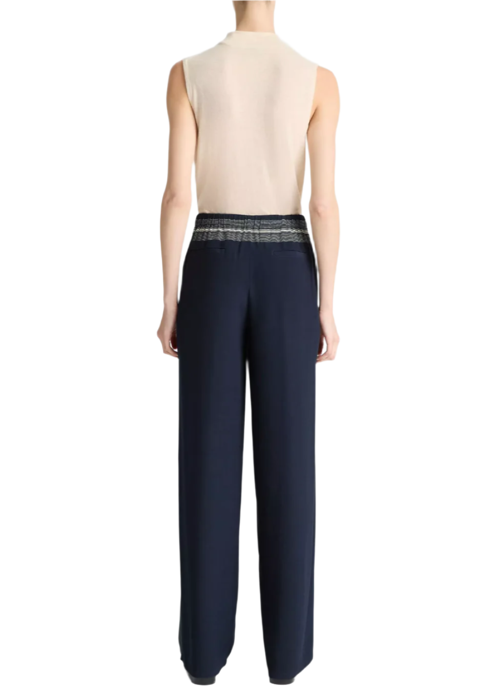 Vince Mid-Rise Placed Stripe Pull-On Pant