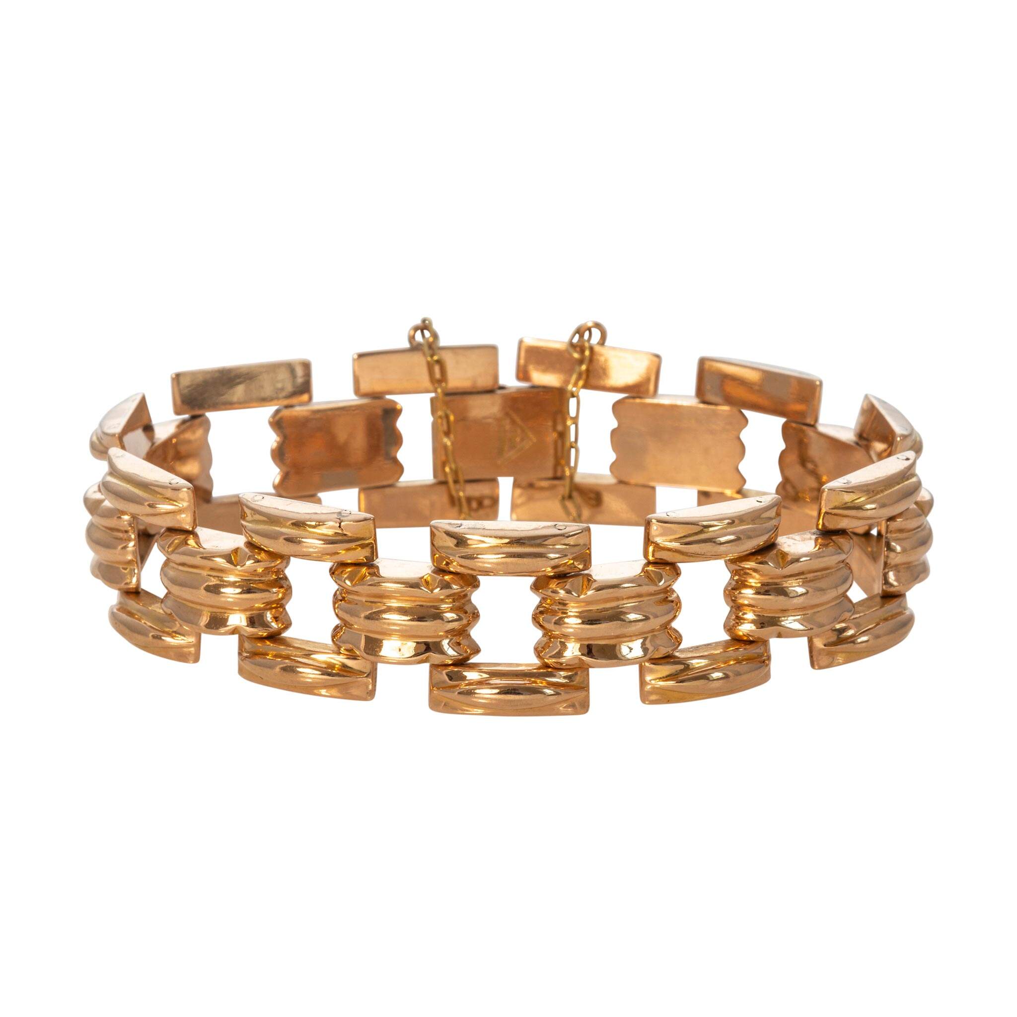 Vintage 18K Gold Tank Tread Link Bracelet