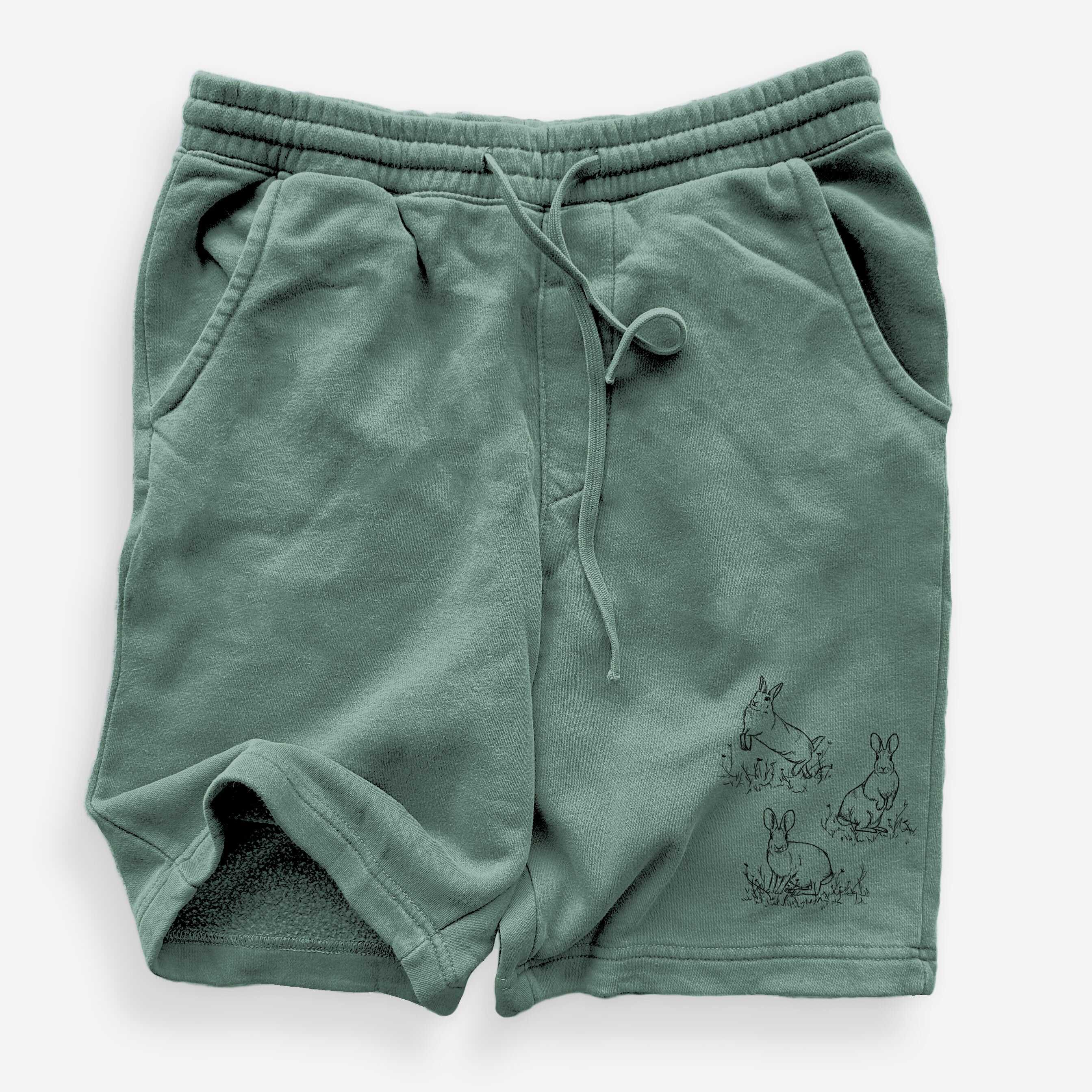 Eastern Cottontail Rabbit Trio - Sylvilagus floridanus - Unisex Pigment Dyed Shorts