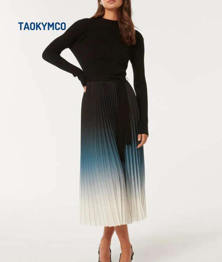Ombre Pleat Midi Dress