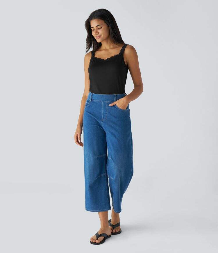 Contrast Lace Backless Basic Casual Tank Top