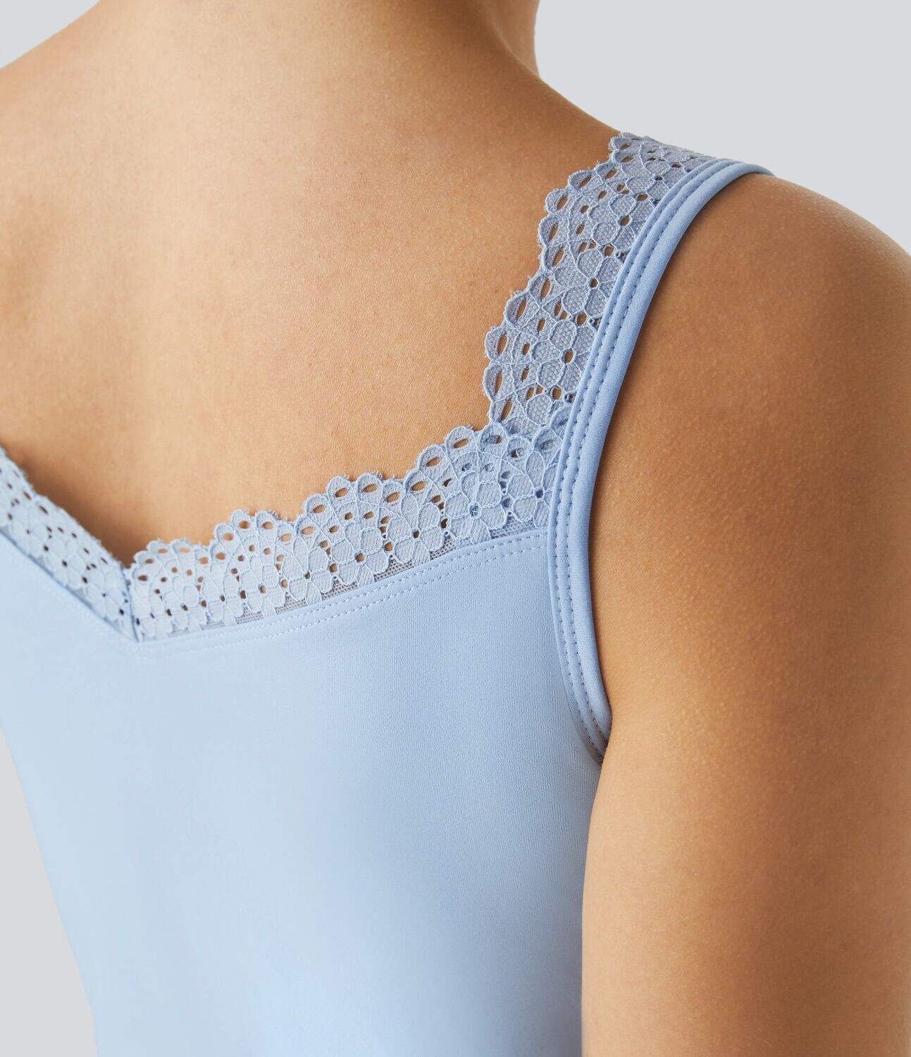 Contrast Lace Backless Basic Casual Tank Top