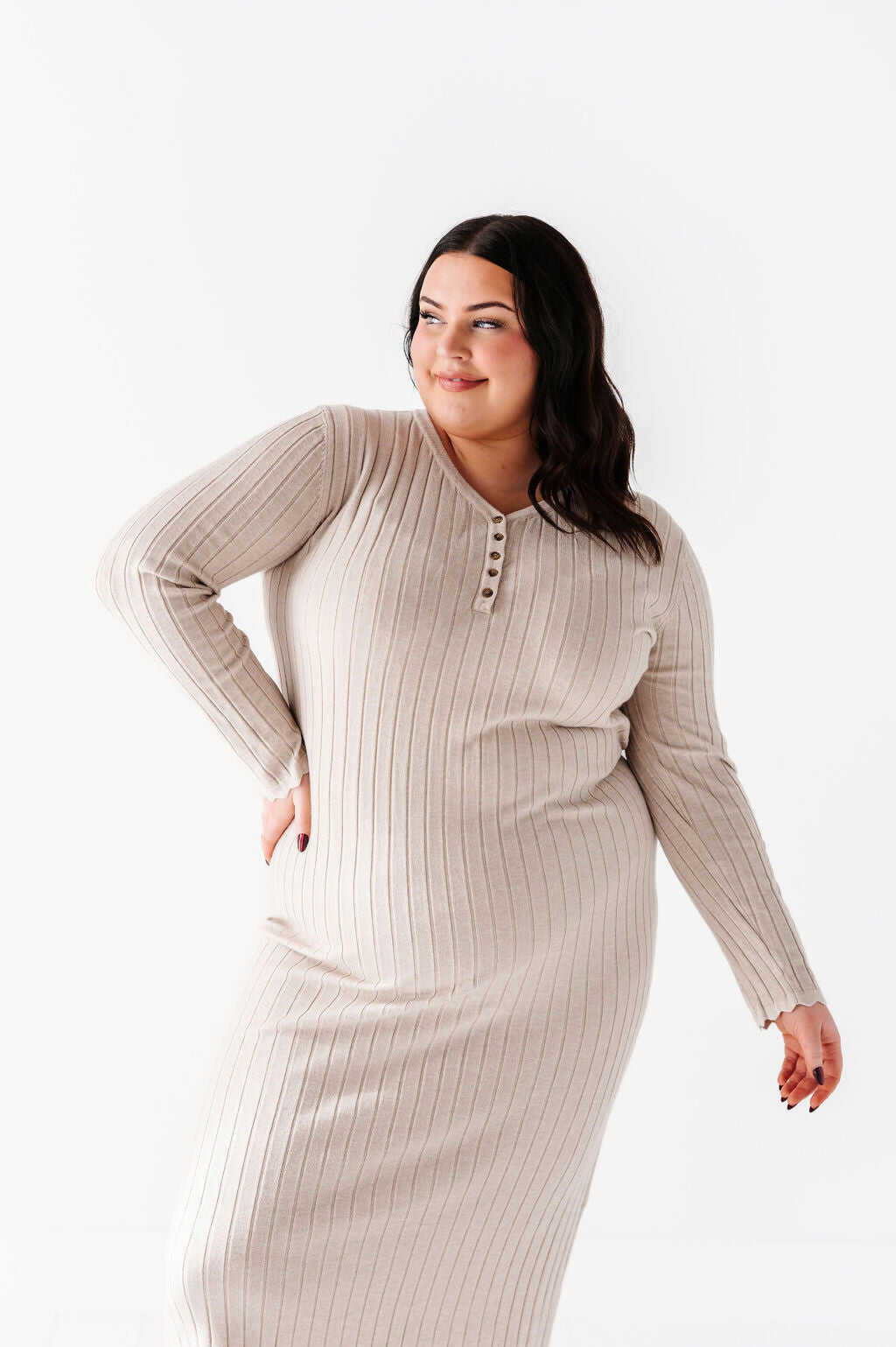 Willow Sweater Dress in Natural - Size 1X Left