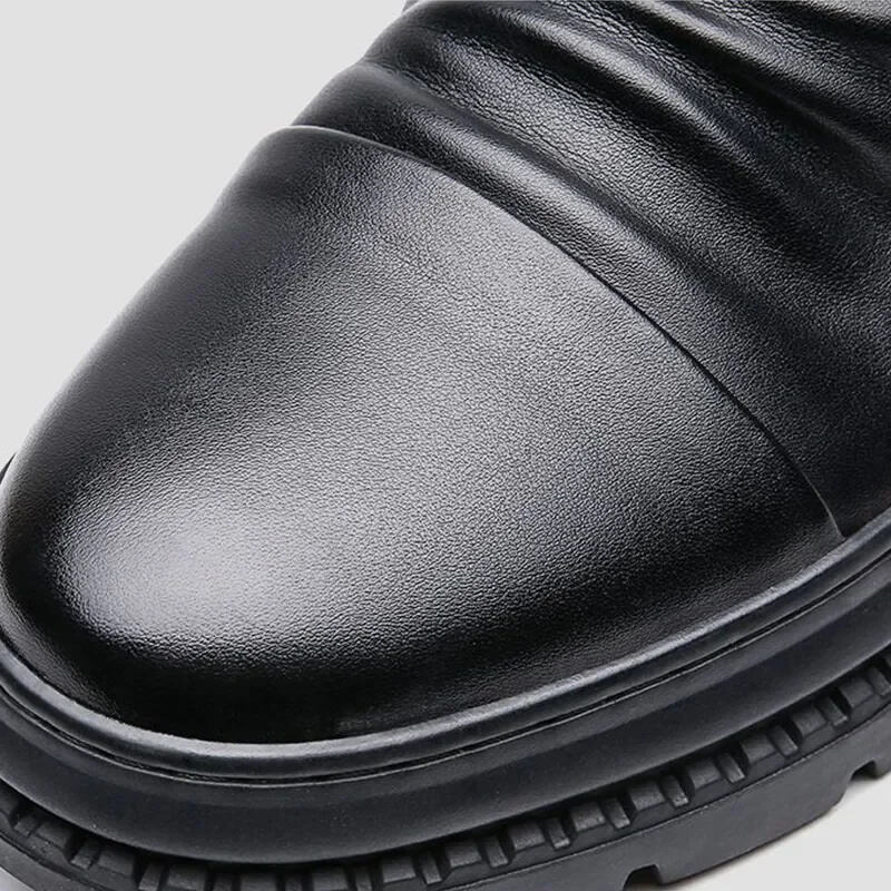 Men's Comfortable Leather Motorcycle Boots Waterproof Anti-Slip Anti-Sprain