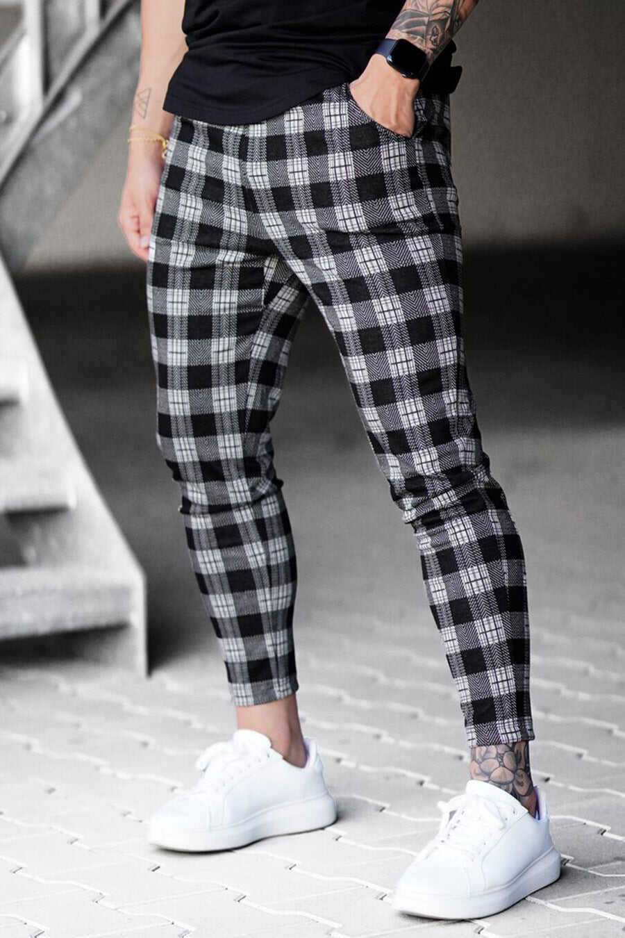 M's Check Print Pants