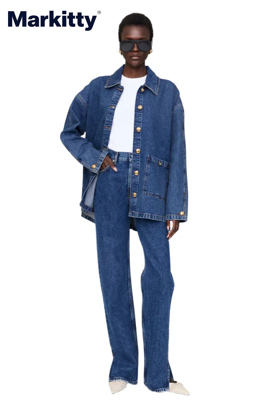 Anine Bing Luca Jacket in Washed Blue