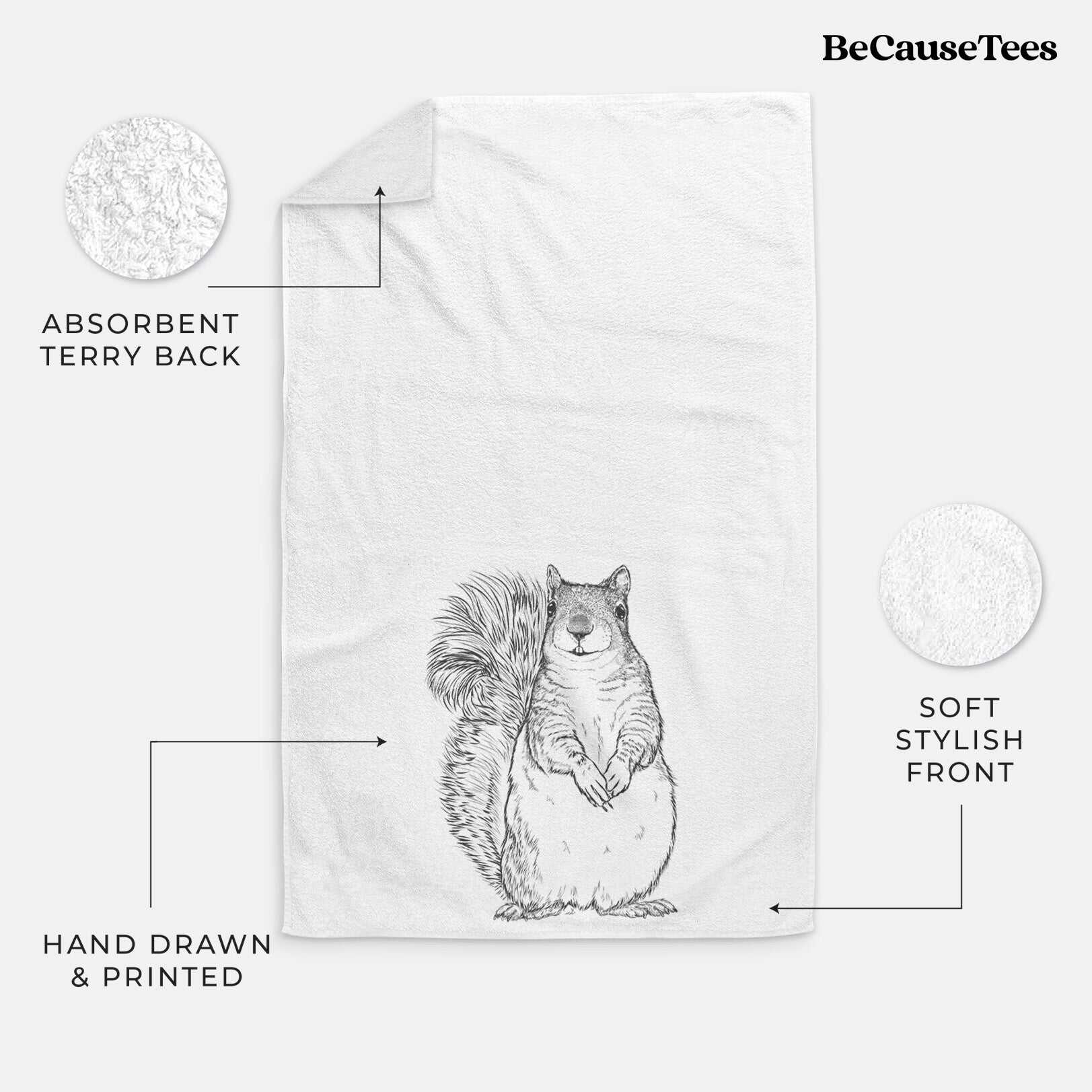 Western Grey Squirrel - Sciurus griseus Premium Decorative Hand Towel