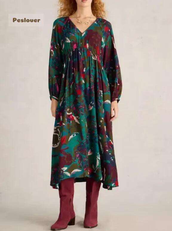 Izzy Midi Dress In Green Print