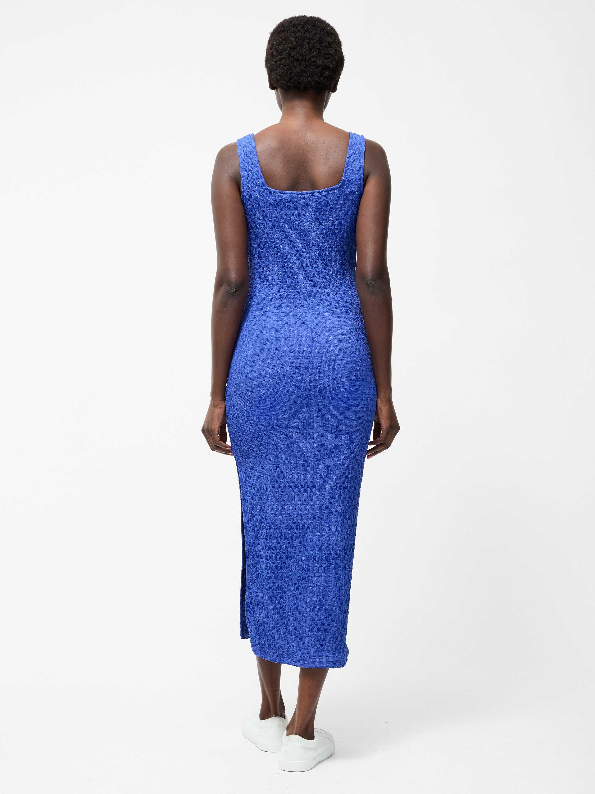 Textured Square Neck Midi Dress